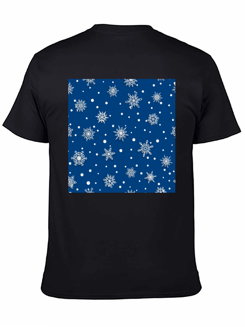 Festive Snowflake Pattern Black T-Shirt