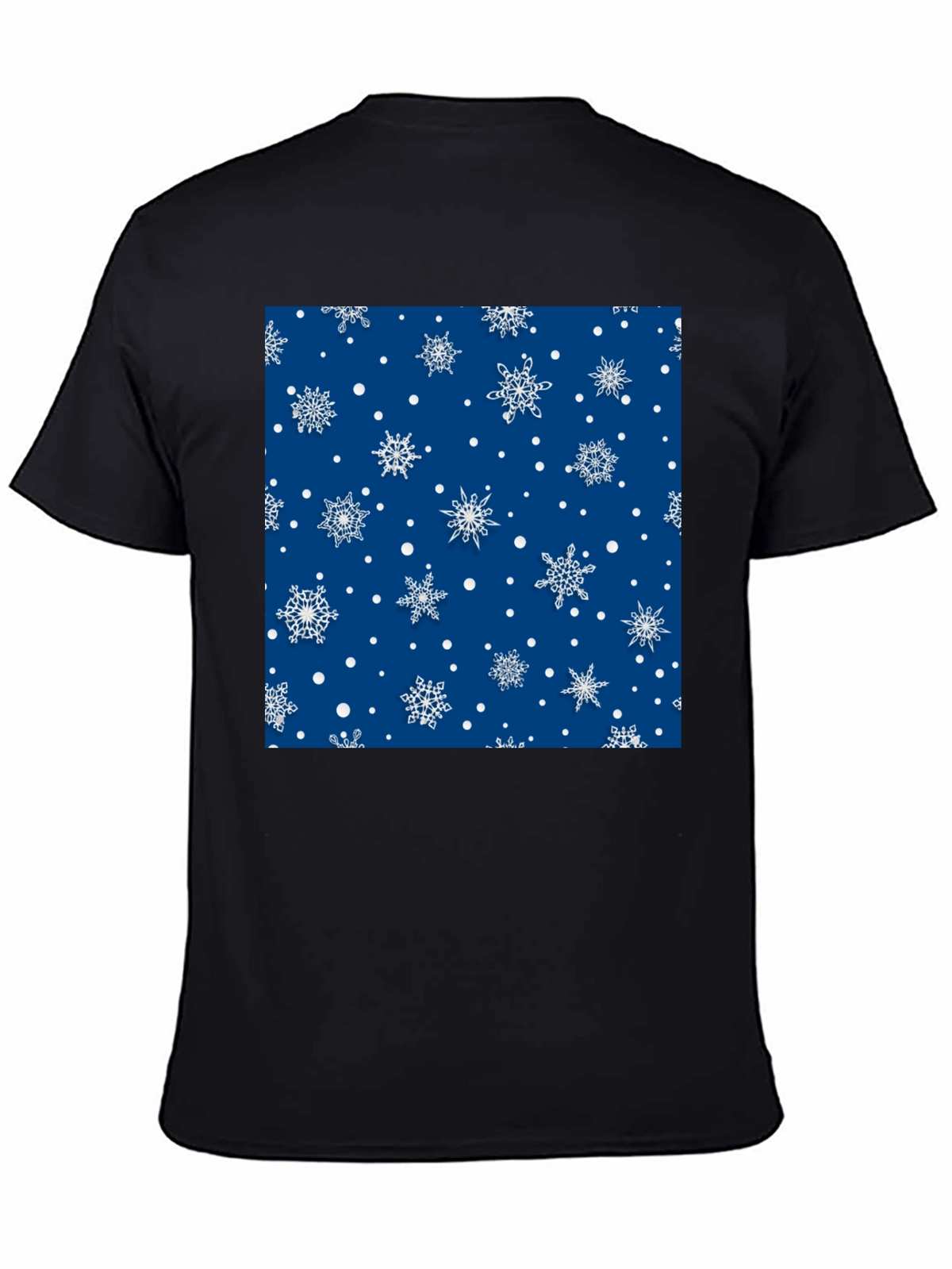 Festive Snowflake Pattern Black T-Shirt