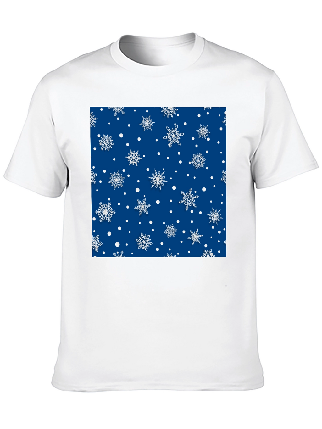 Festive Snowflake Pattern Black T-Shirt