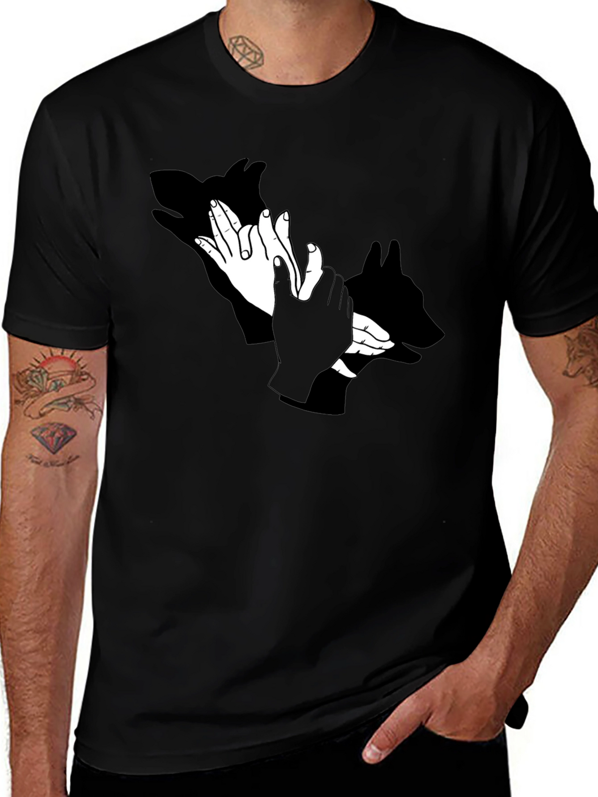 Shadow Puppet Hands Graphic Tee - Unique Design