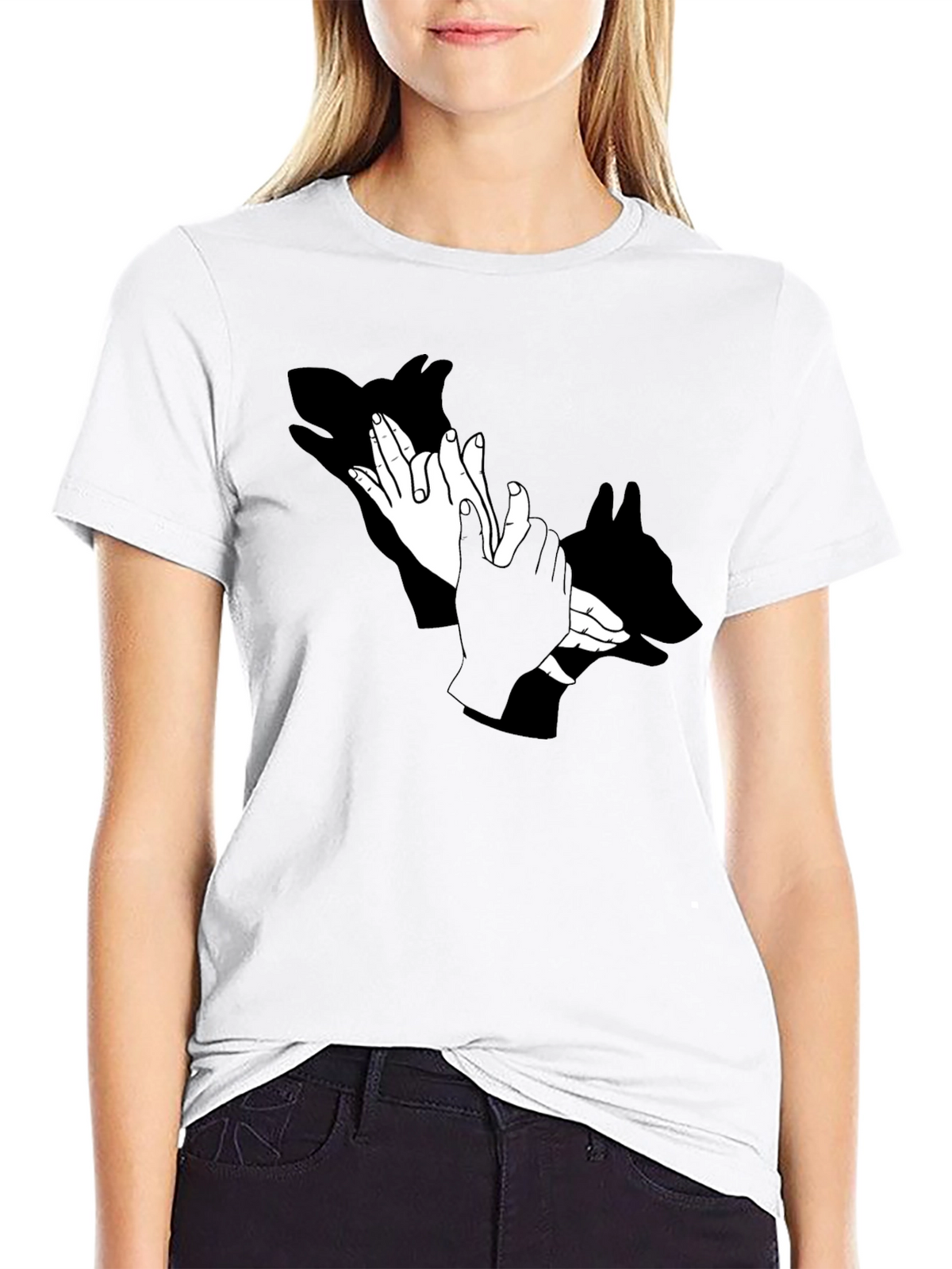 Shadow Puppet Hands Graphic Tee - Unique Design