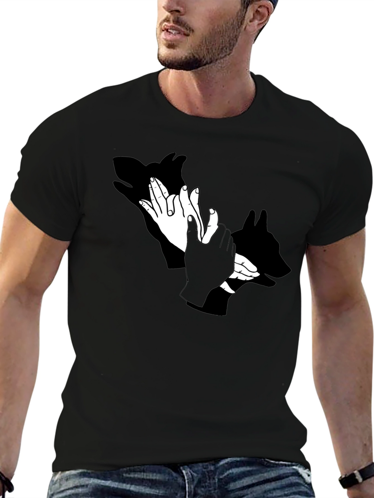 Shadow Puppet Hands Graphic Tee - Unique Design