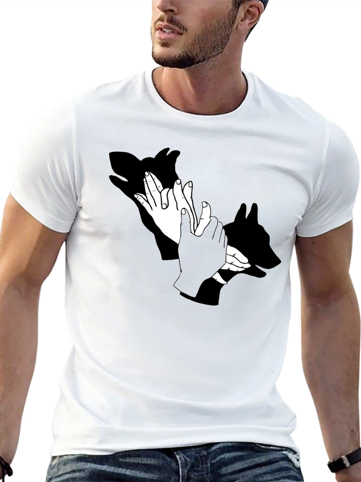 Shadow Puppet Hands Graphic Tee - Unique Design