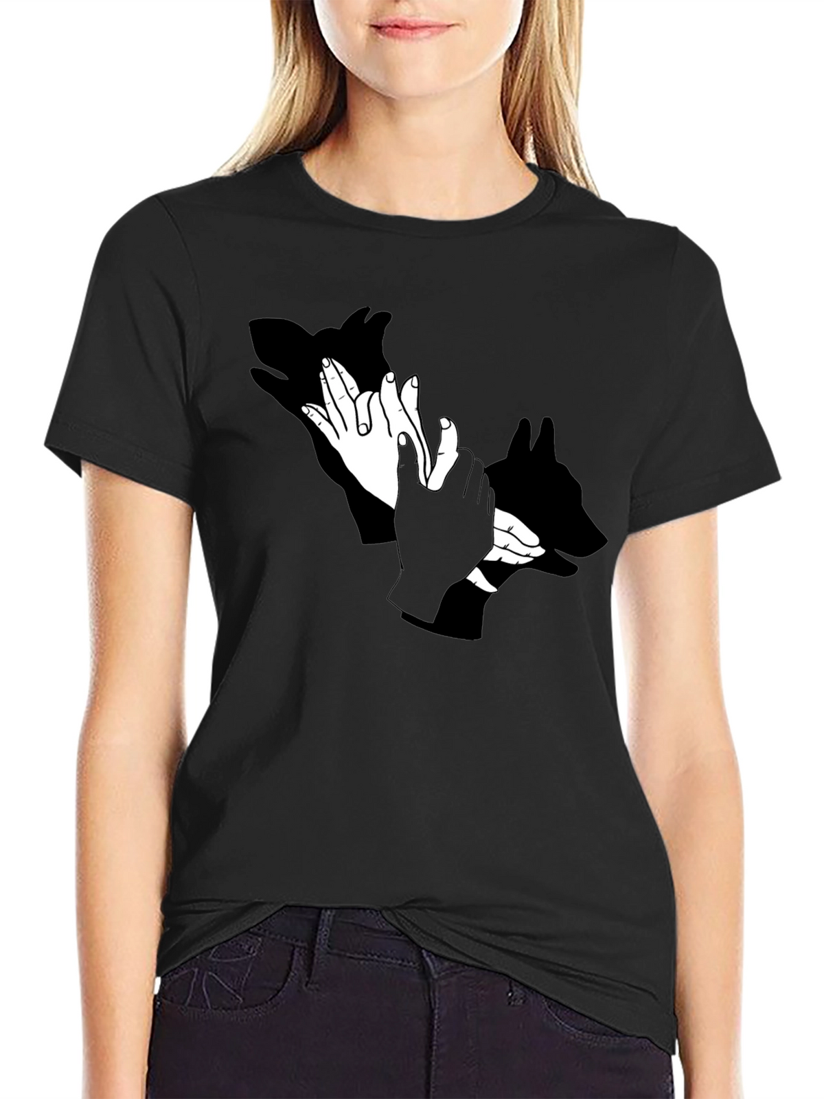Shadow Puppet Hands Graphic Tee - Unique Design