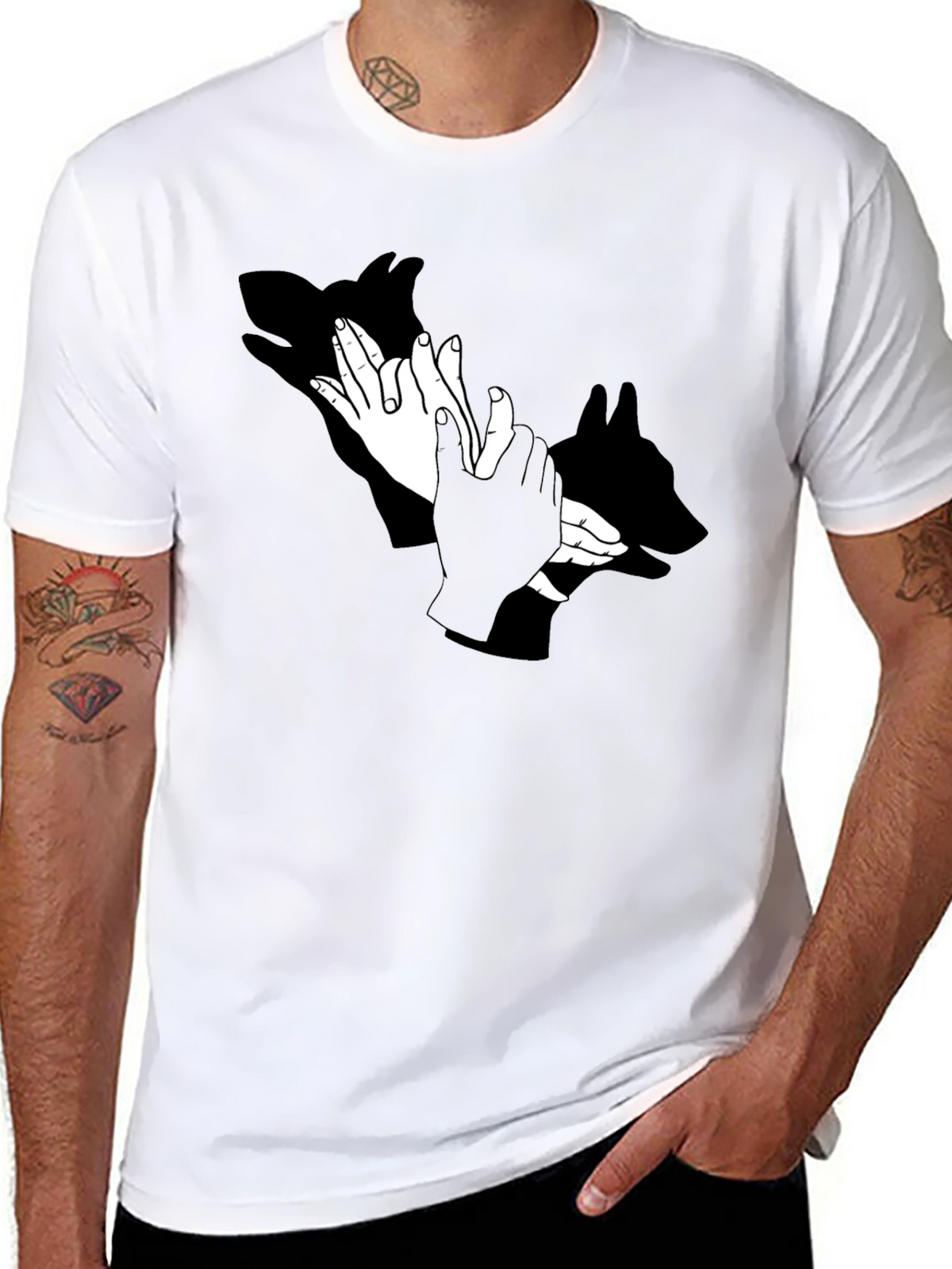 Shadow Puppet Hands Graphic Tee - Unique Design
