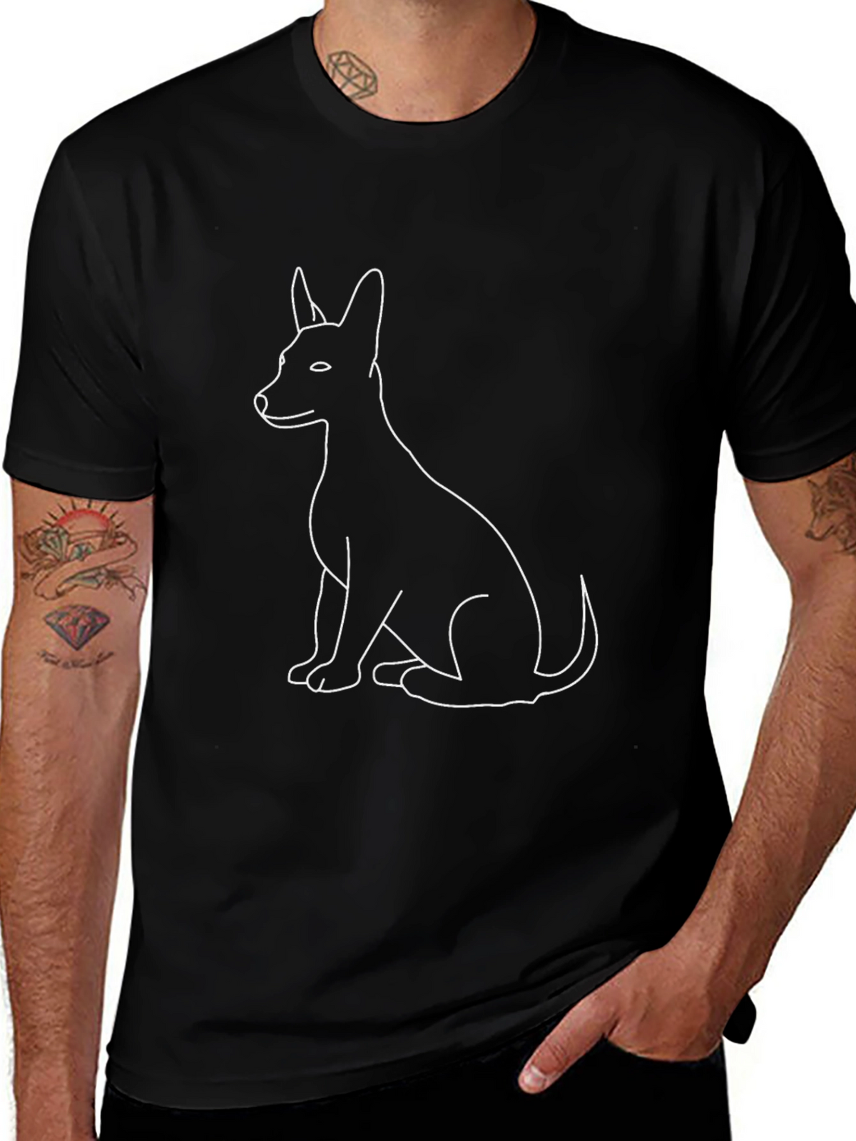 Dog Outline Black T-Shirt