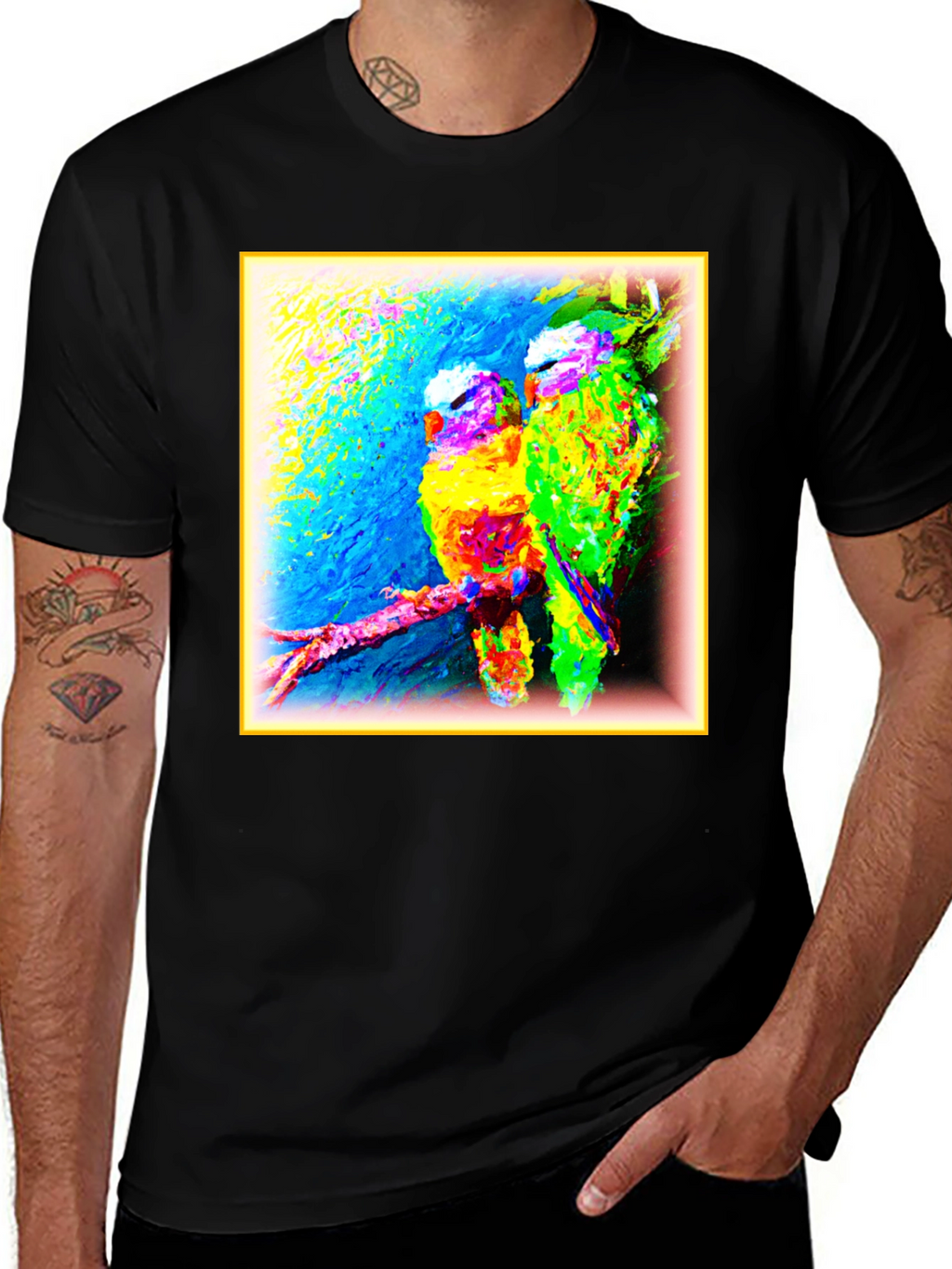 Vibrant Bird Art Graphic Tee -  Unique Design