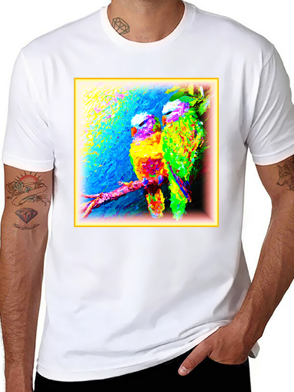 Vibrant Bird Art Graphic Tee -  Unique Design