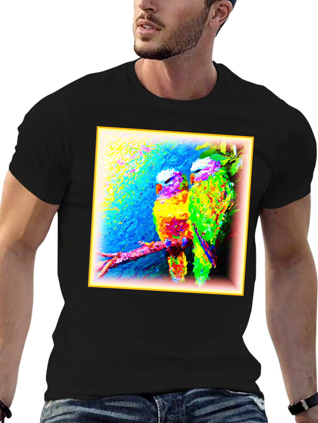 Vibrant Bird Art Graphic Tee -  Unique Design