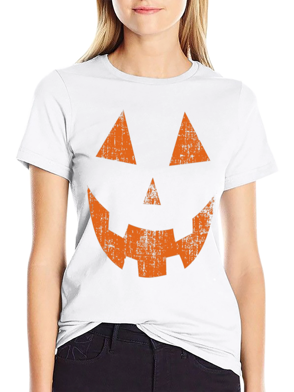 Halloween Pumpkin Face Graphic Tee - Spooky Season