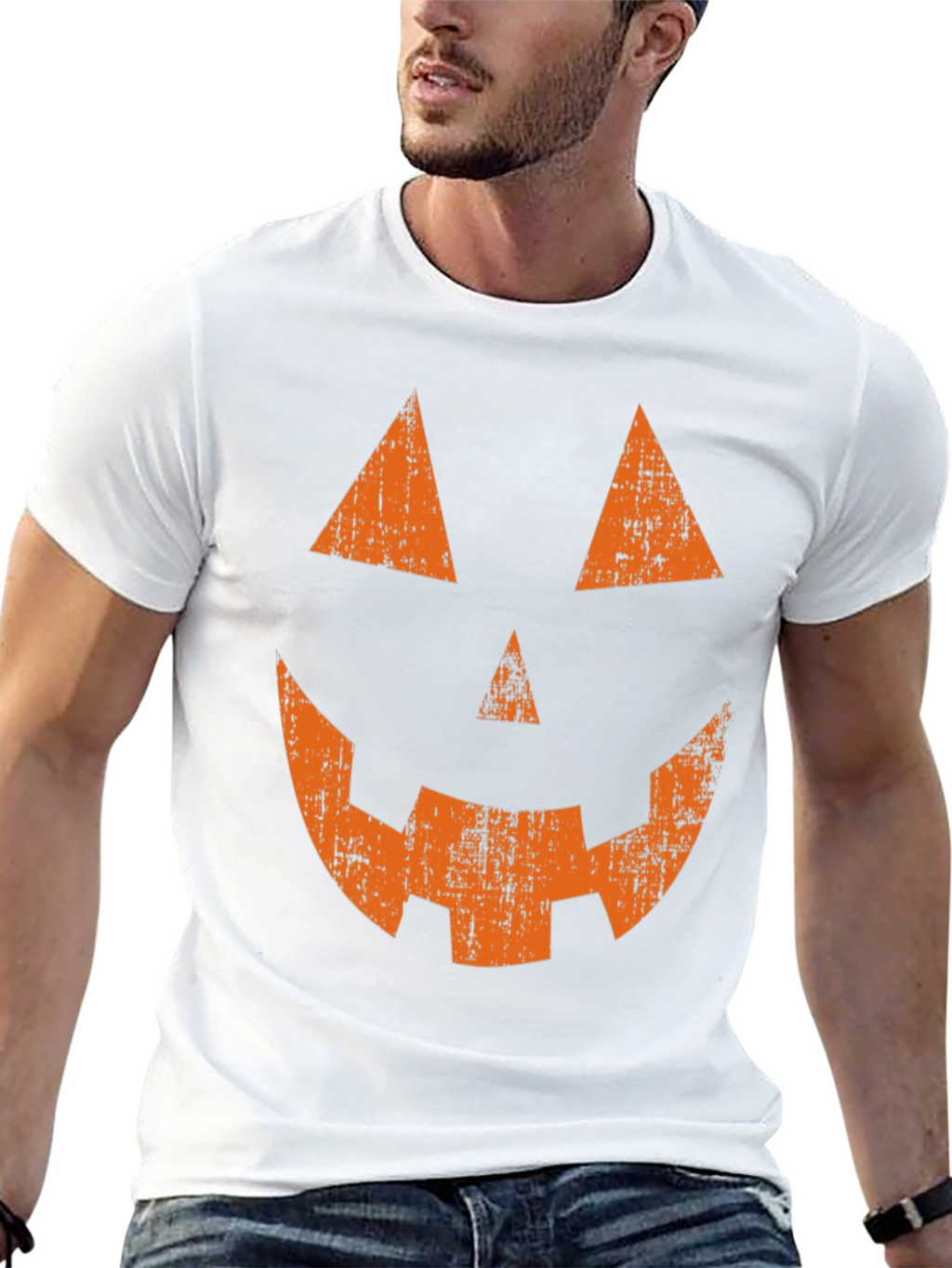 Halloween Pumpkin Face Graphic Tee - Spooky Season