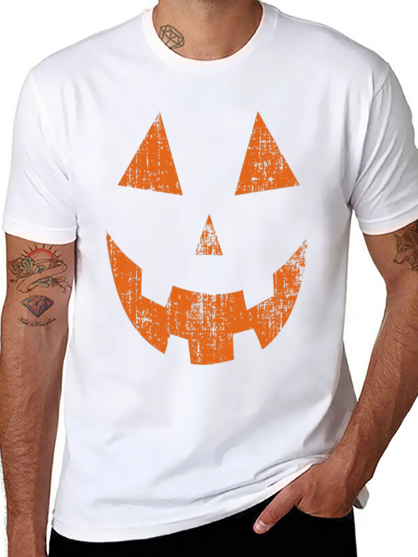 Halloween Pumpkin Face Graphic Tee - Spooky Season
