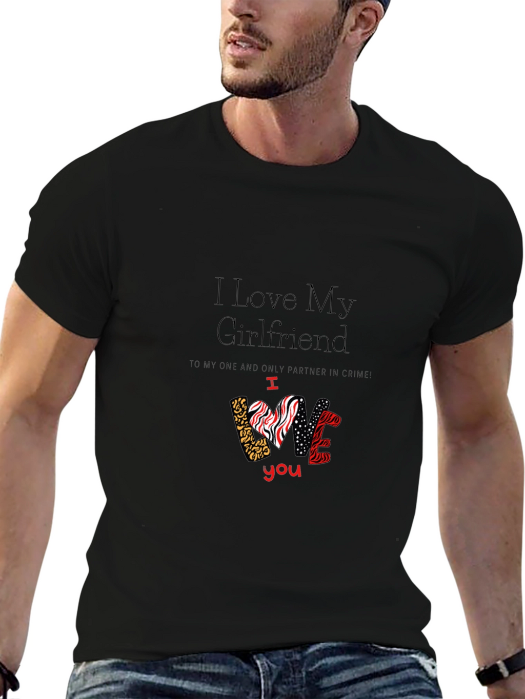 I Love My Girlfriend Graphic T-Shirt Valentines Day Gift