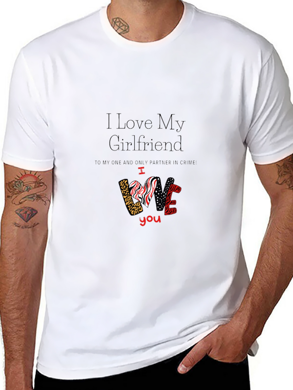 I Love My Girlfriend Graphic T-Shirt Valentines Day Gift