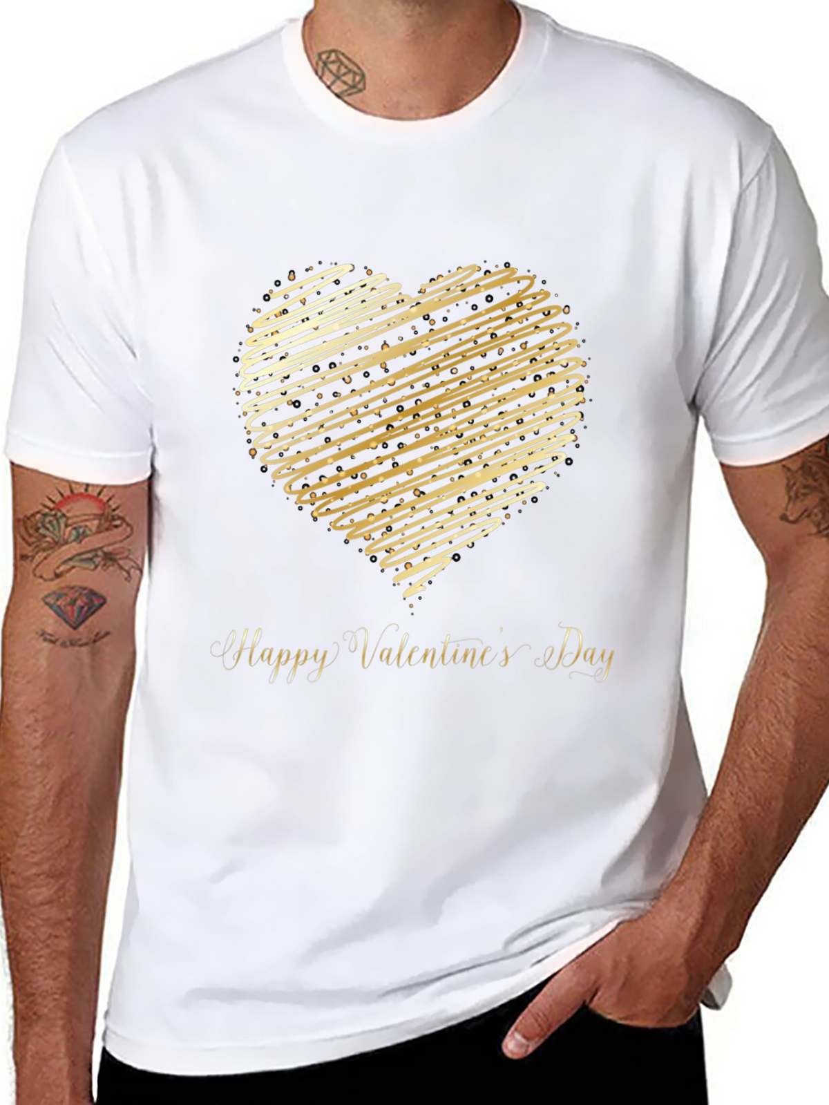 Valentines Day T-Shirt - Gold Heart Design