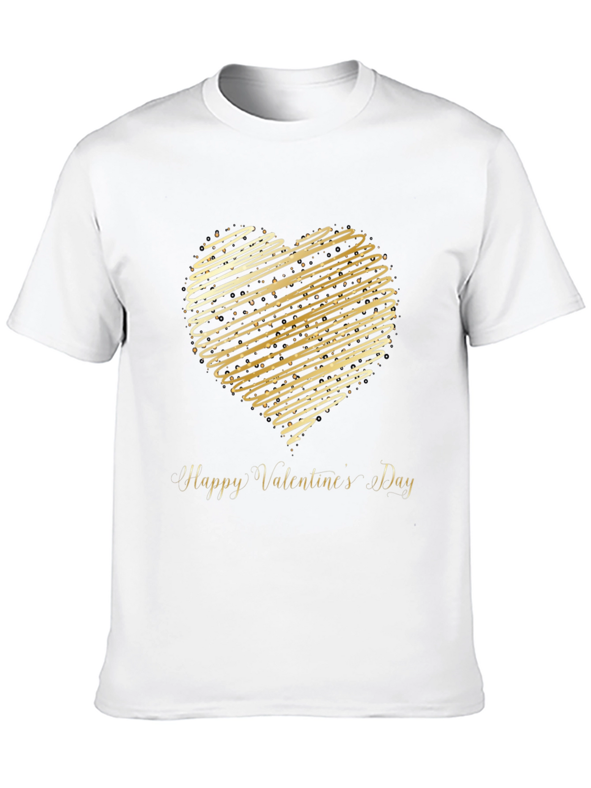 Valentines Day T-Shirt - Gold Heart Design