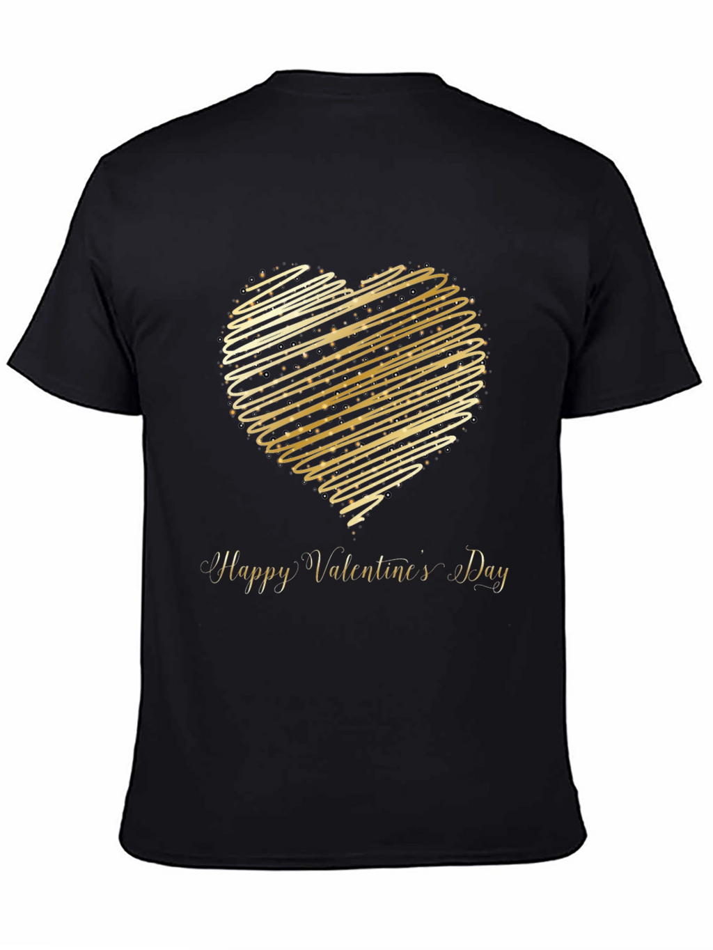 Valentines Day T-Shirt - Gold Heart Design