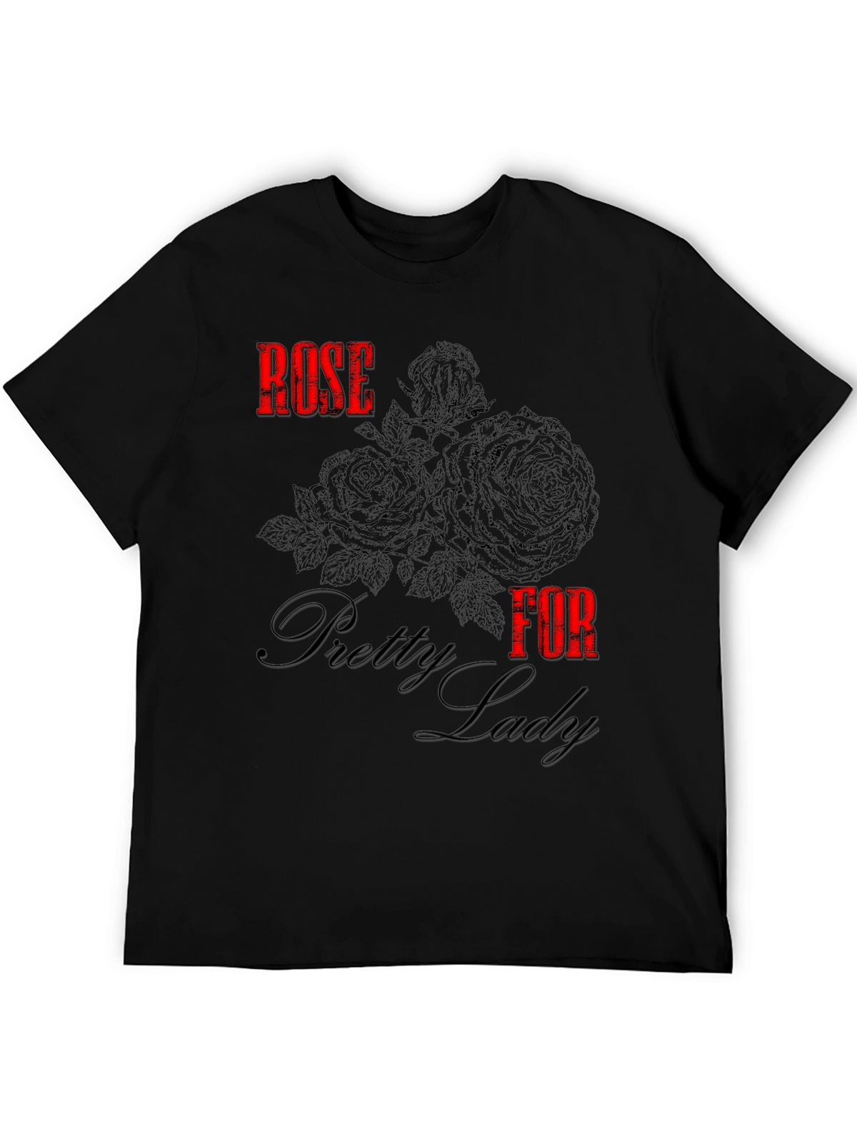 Rose for Pretty Lady Black Graphic Tee