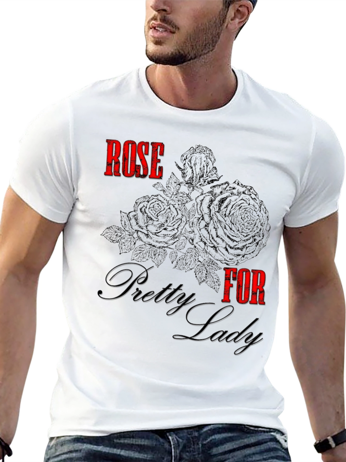 Rose for Pretty Lady Black Graphic Tee