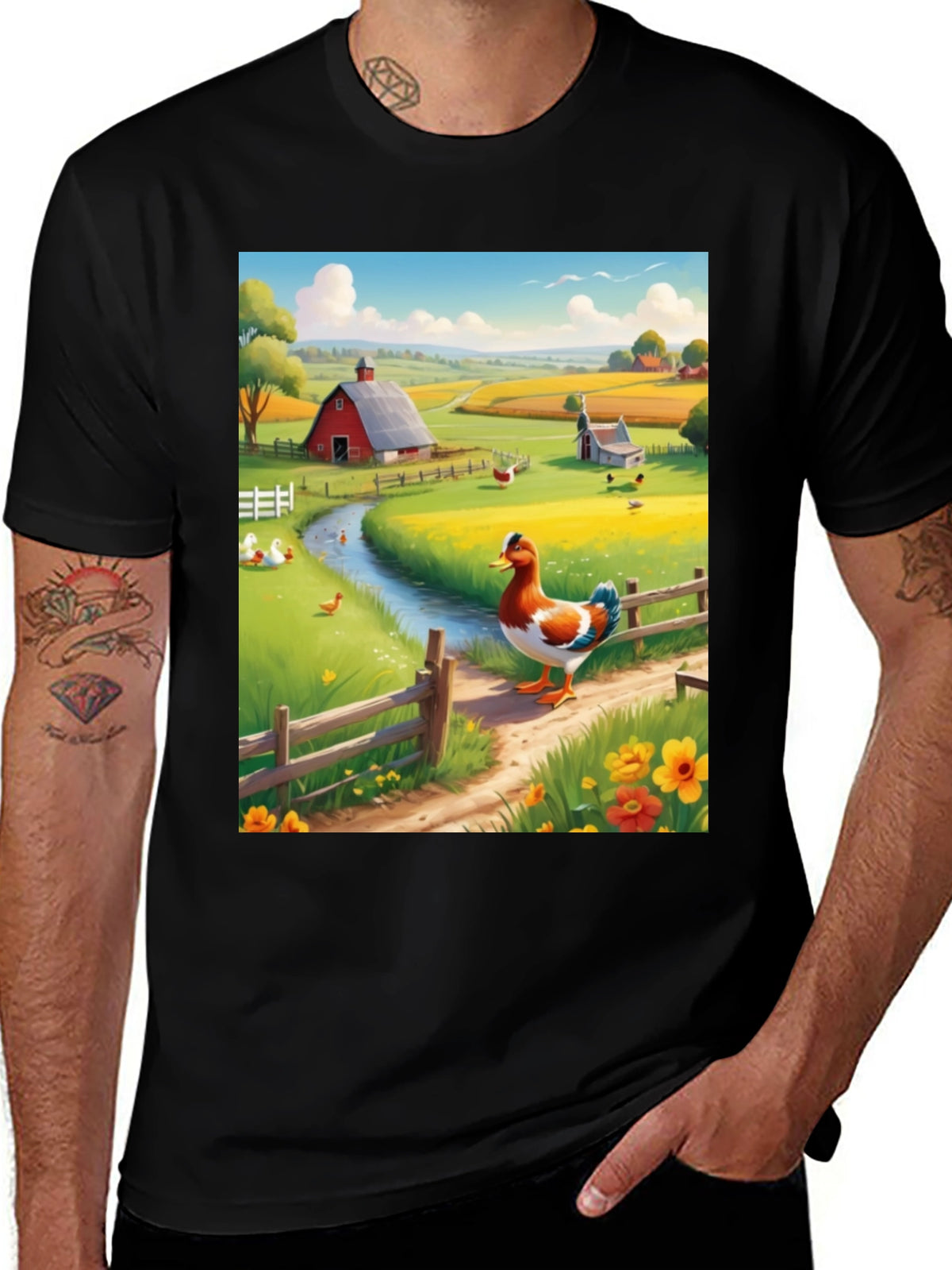 Farm Duck Graphic Tee - Countryside Charm
