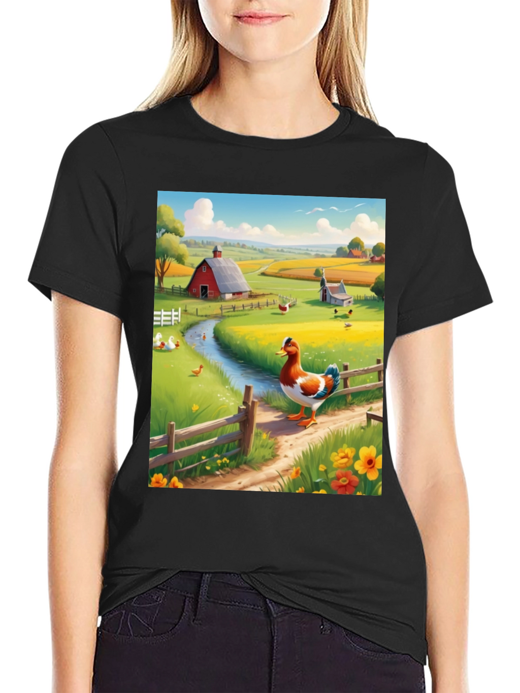 Farm Duck Graphic Tee - Countryside Charm