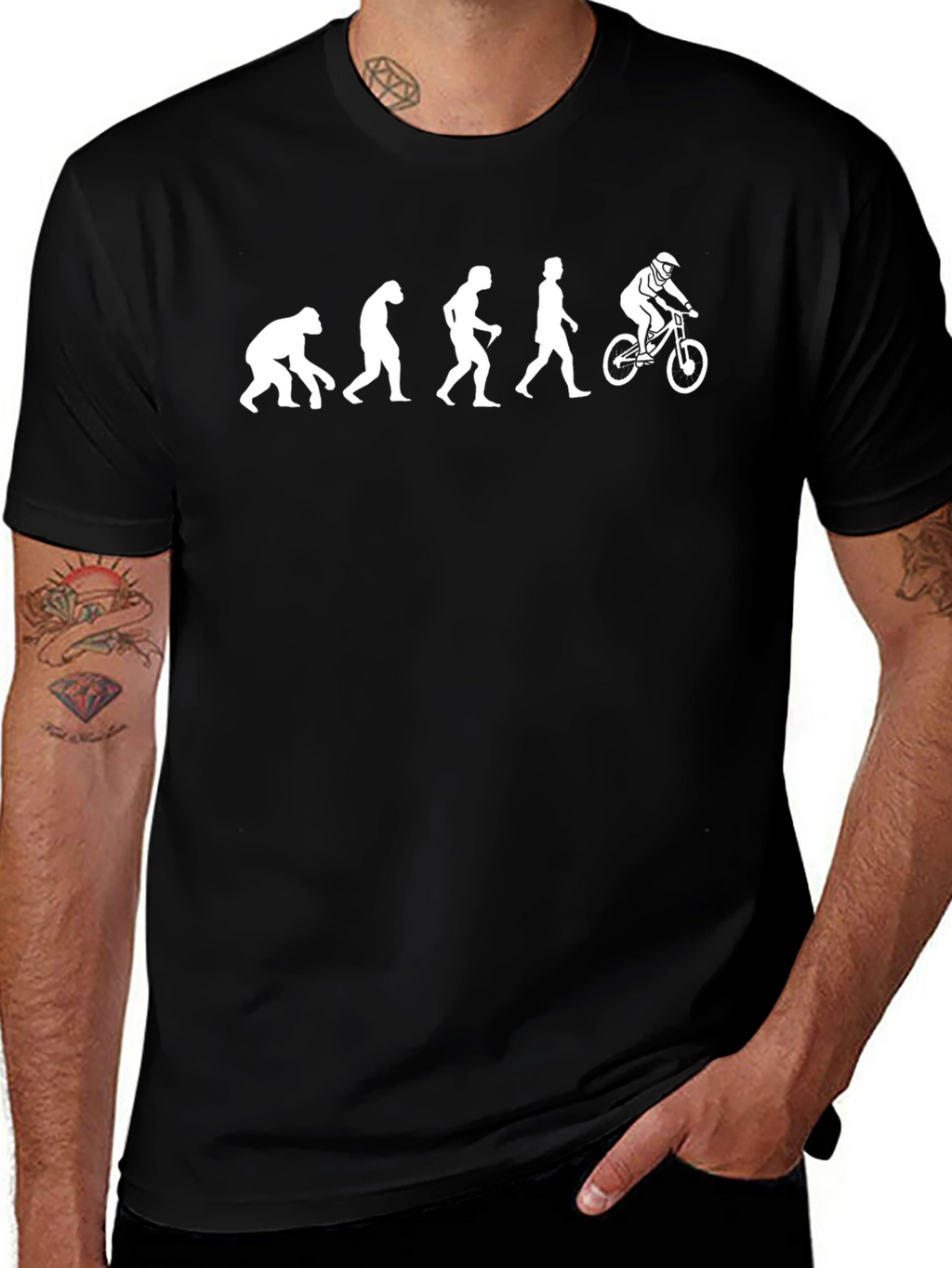 Evolution of a Mountain Biker Black T-Shirt