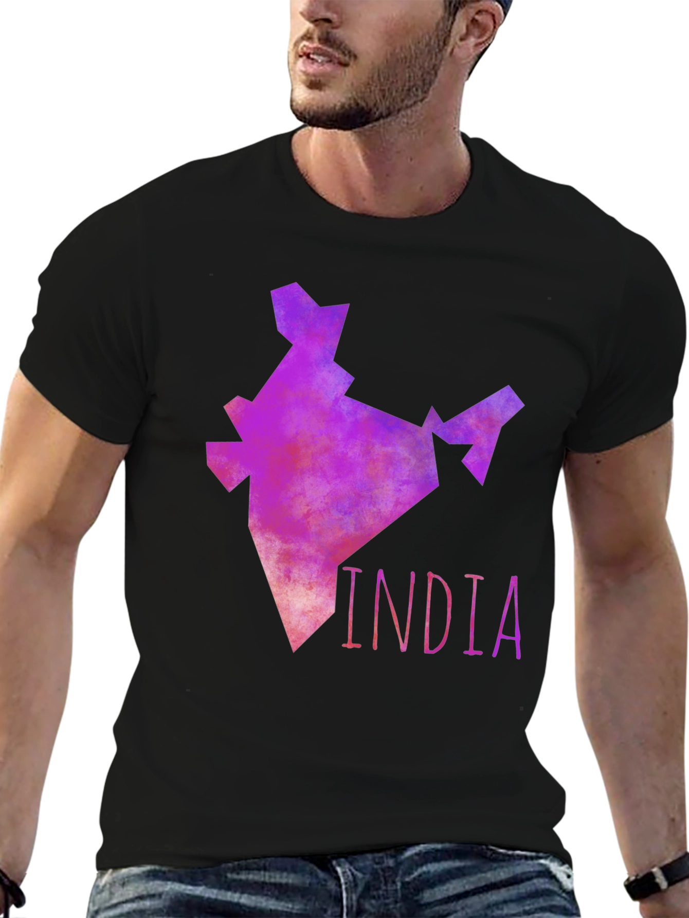 India Map Graphic Tee - Mens Black T-Shirt