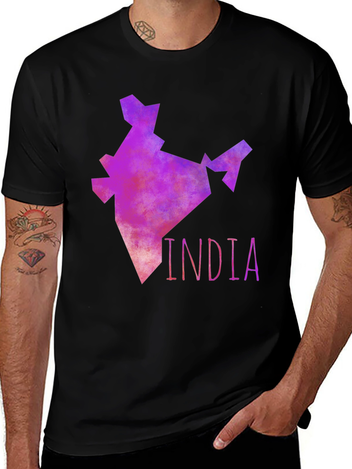 India Map Graphic Tee - Mens Black T-Shirt