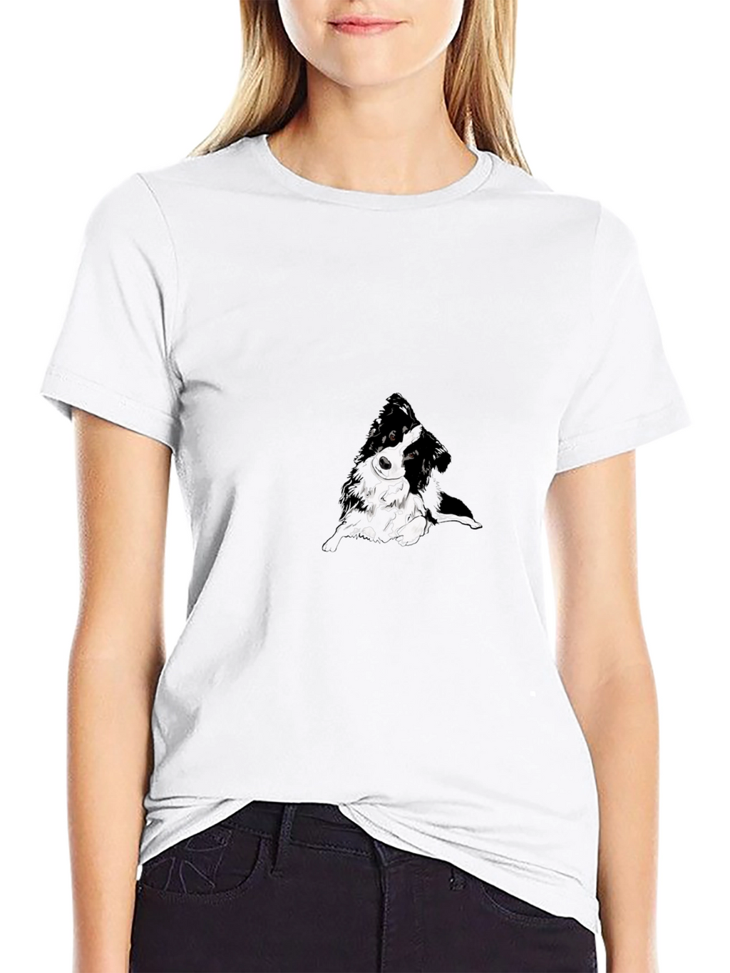 Black T-Shirt with Abstract Dog Design