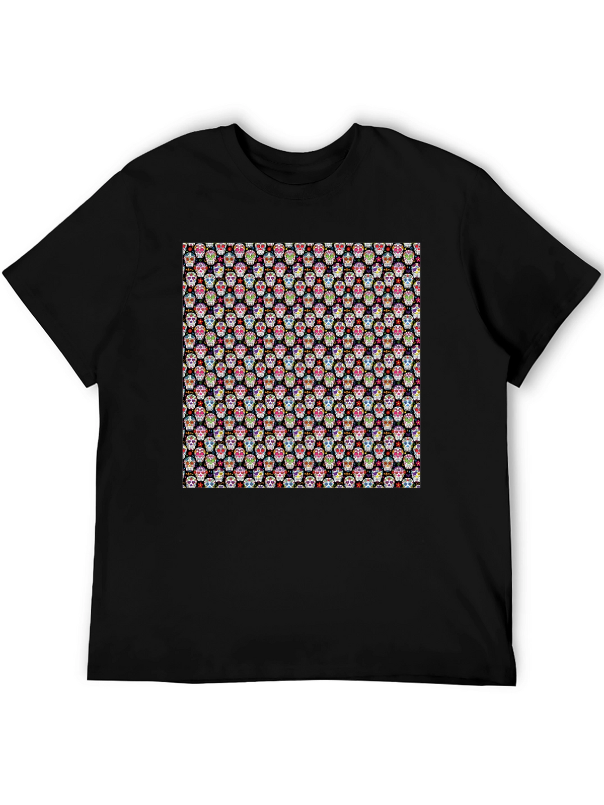 Skull Pattern Black Tee - Stylish & Unique