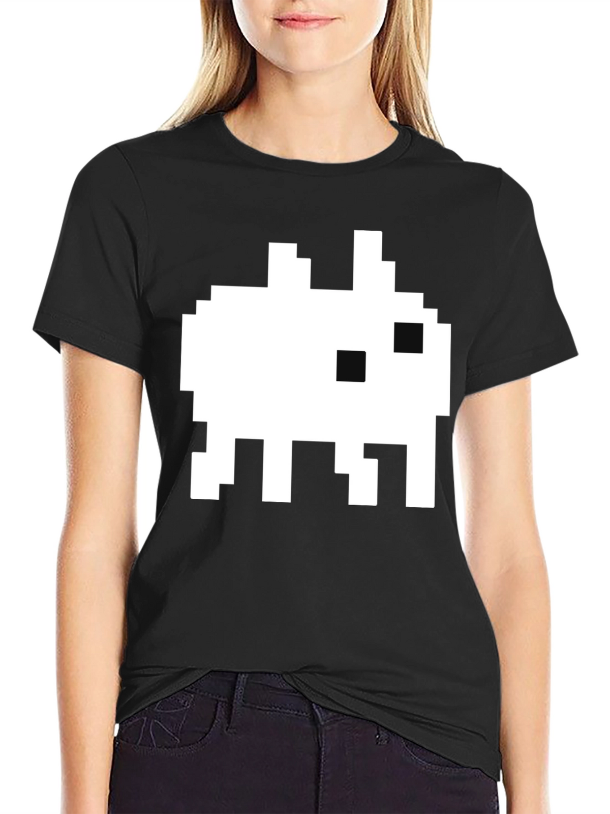 Retro Pixel Alien Black T-Shirt