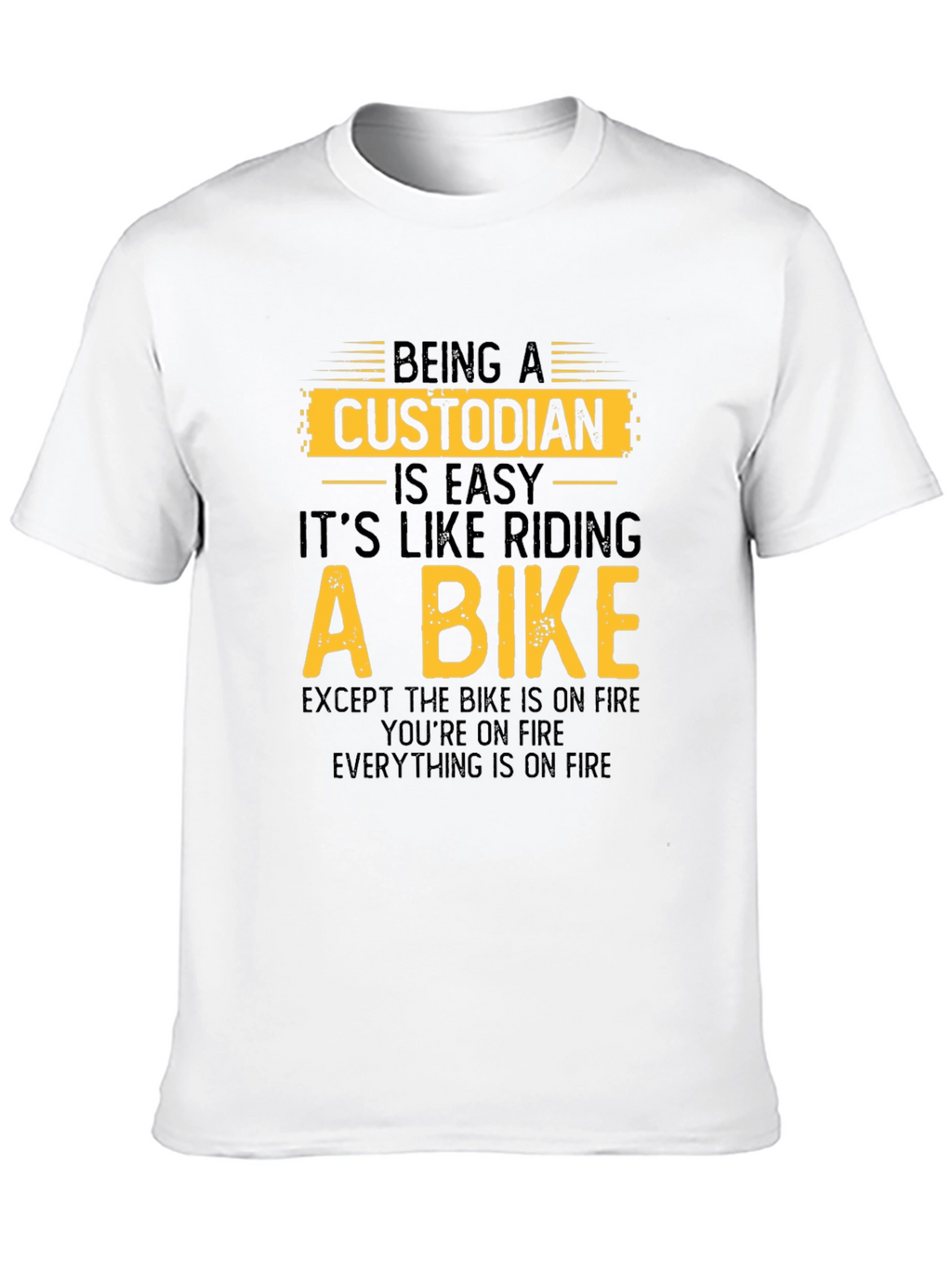 Custodian Bike on Fire Black T-Shirt