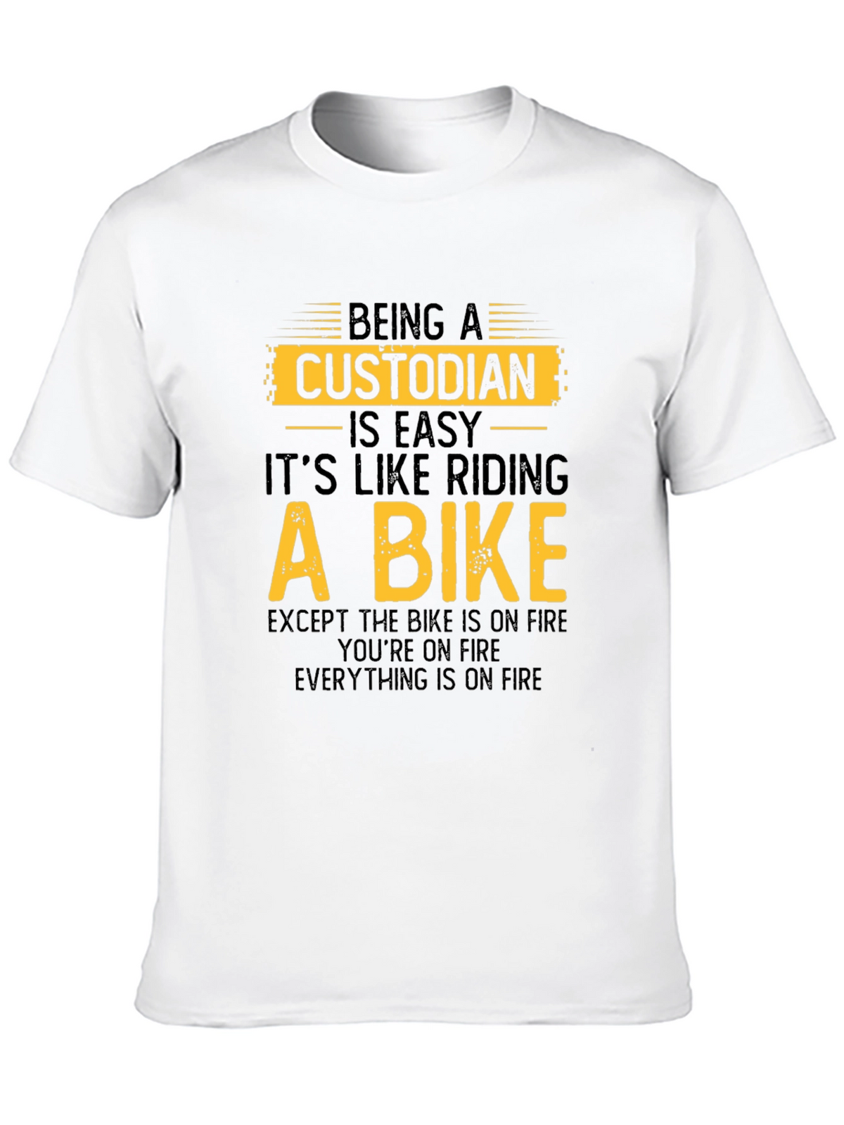 Custodian Bike on Fire Black T-Shirt