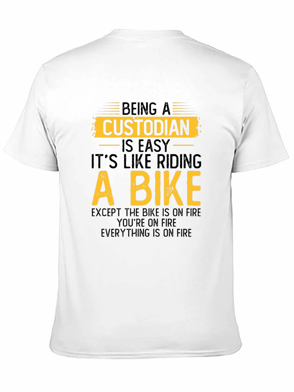 Custodian Bike on Fire Black T-Shirt