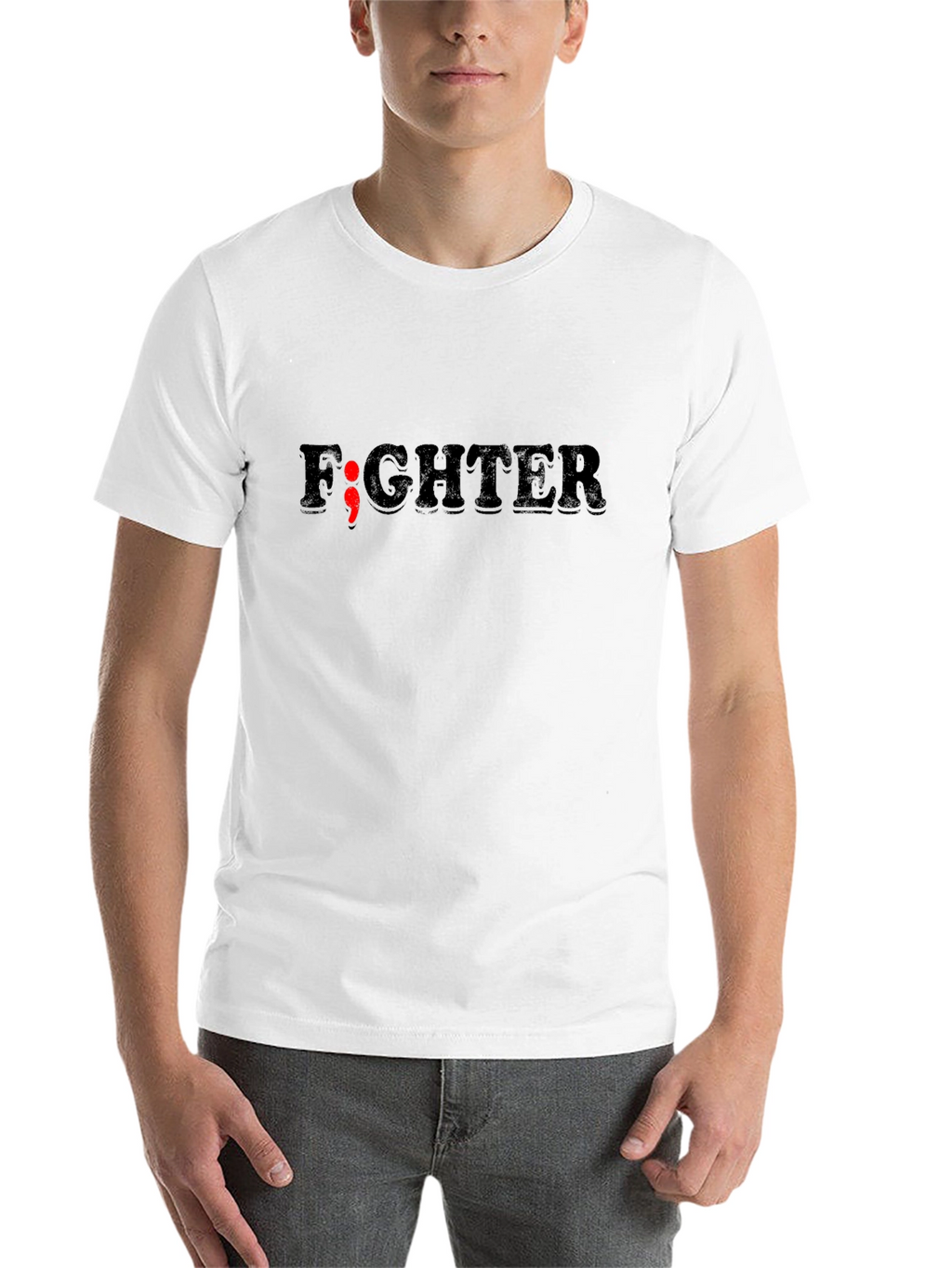 Fighter Semicolon Graphic Tee - Mental Health Awareness T-Shirt