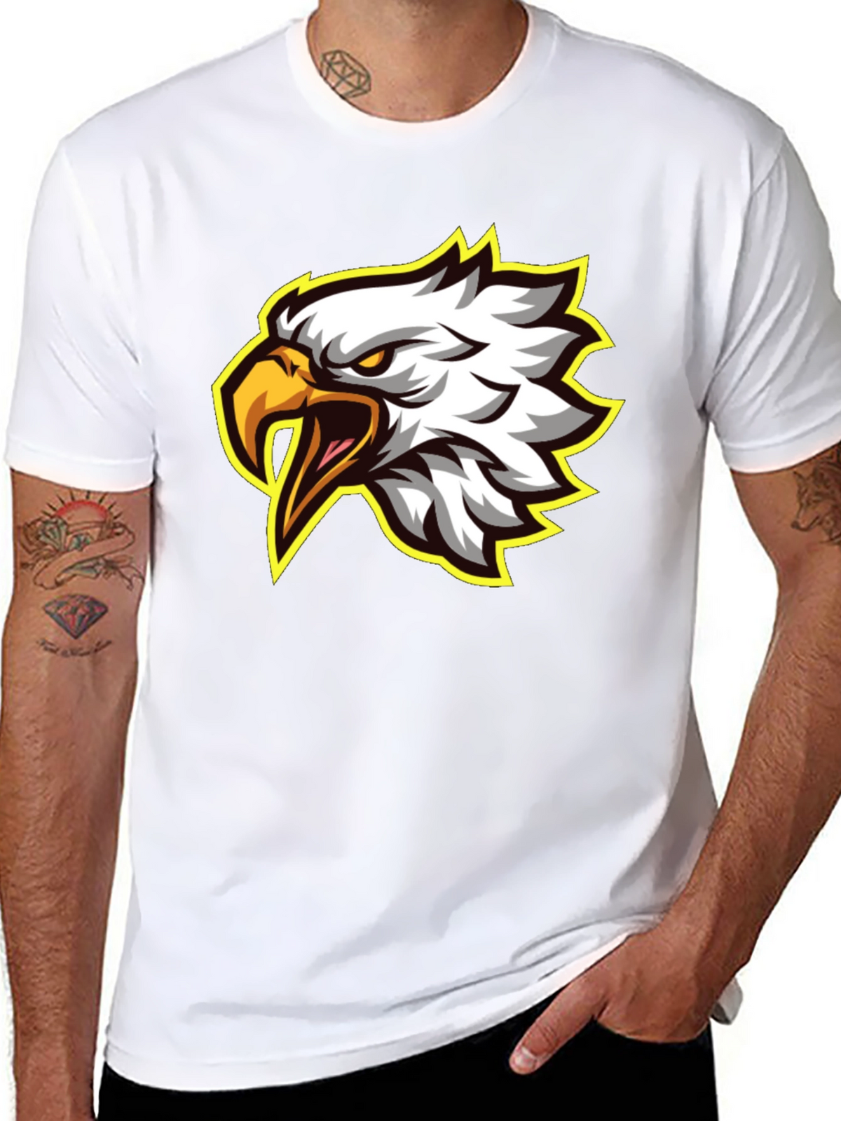 Eagle Graphic Tee - Fierce Bird Design Black T-Shirt
