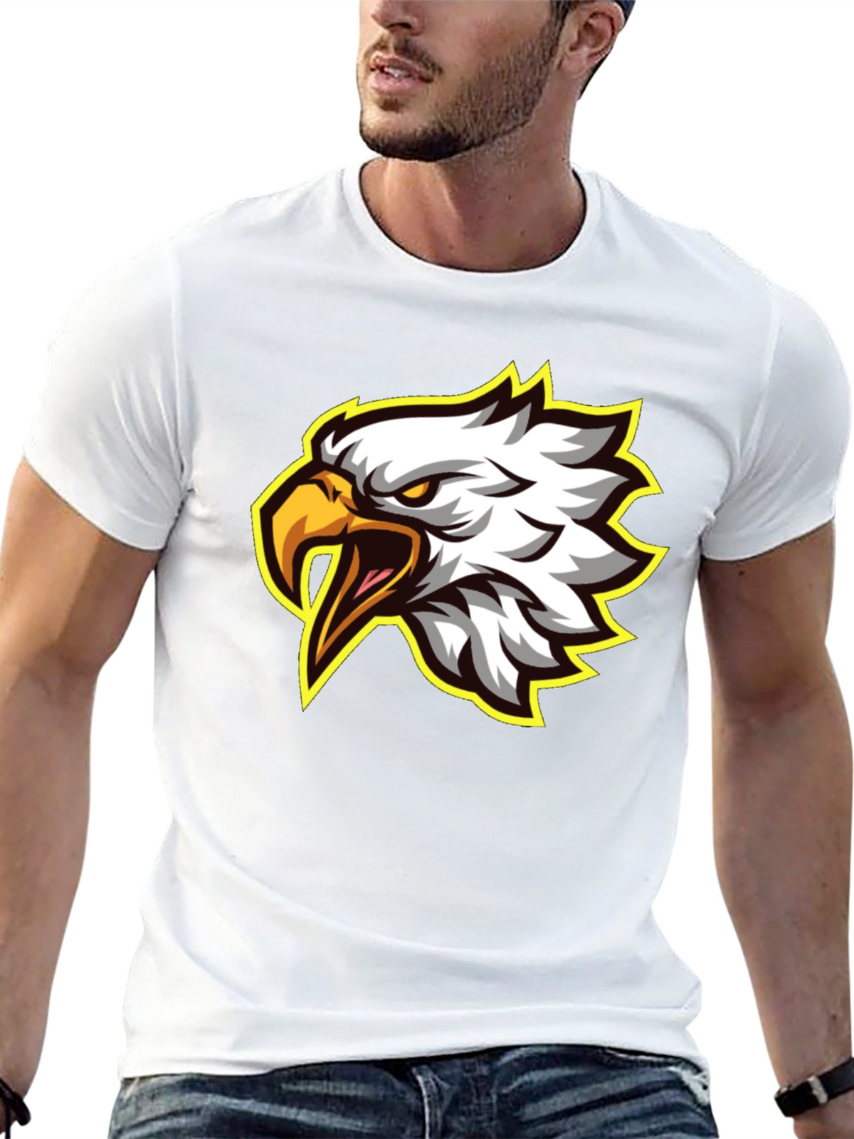 Eagle Graphic Tee - Fierce Bird Design Black T-Shirt