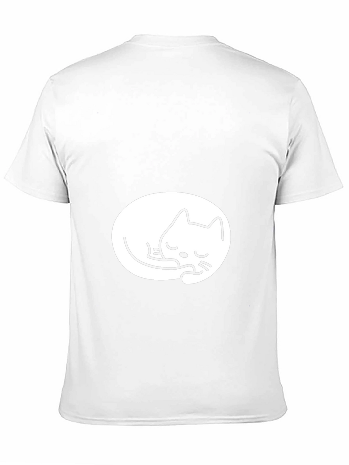 Black Tee with Cute Sleeping Cat Design