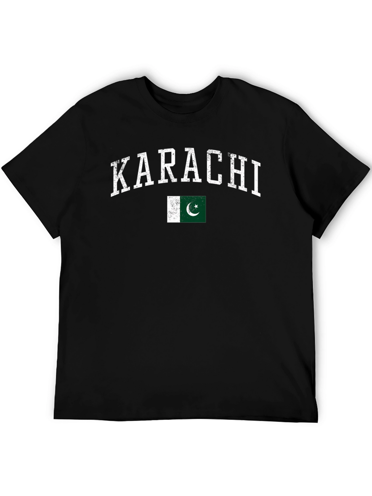 Karachi Pakistan Flag T-Shirt - Distressed Design