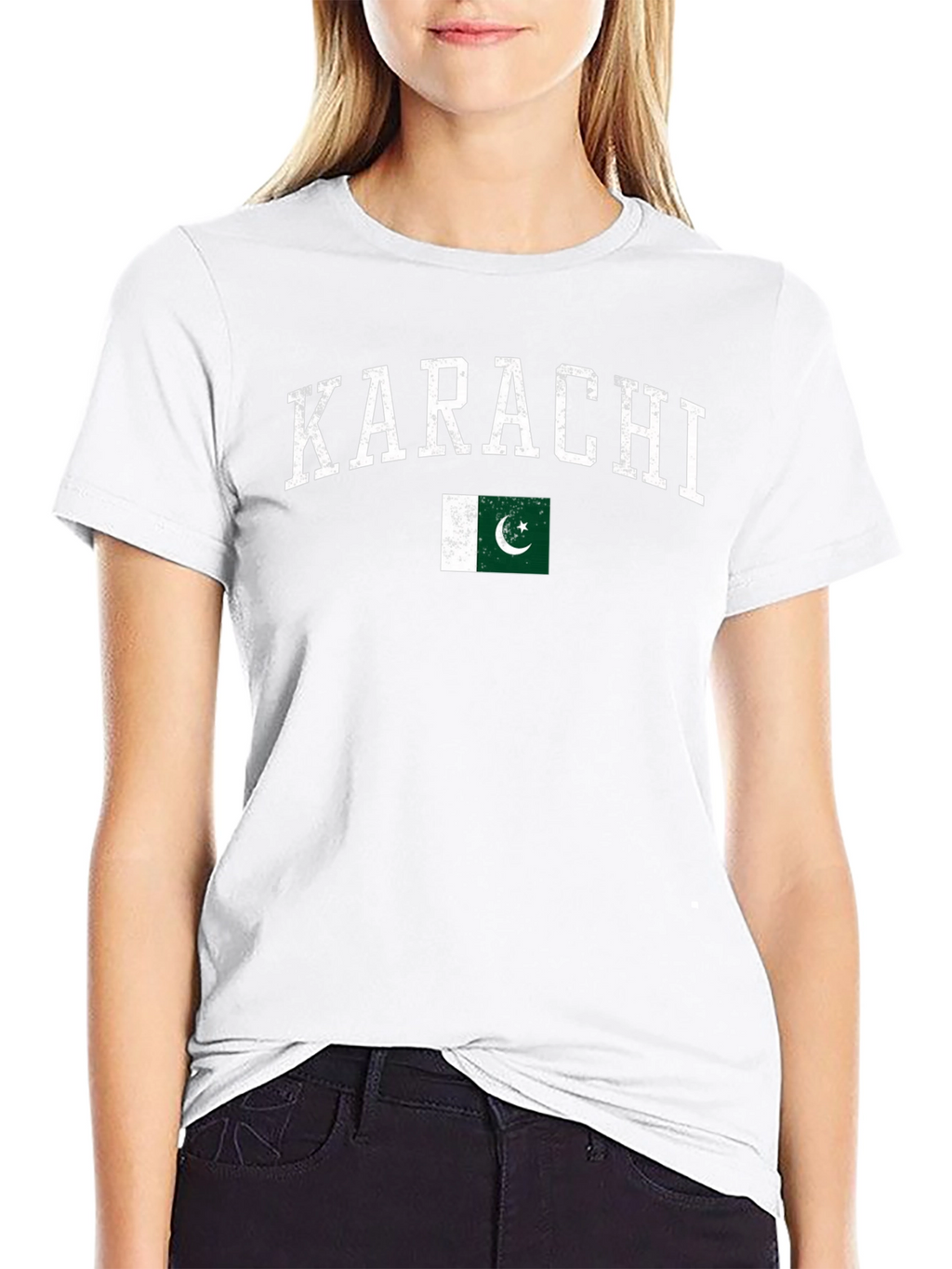 Karachi Pakistan Flag T-Shirt - Distressed Design