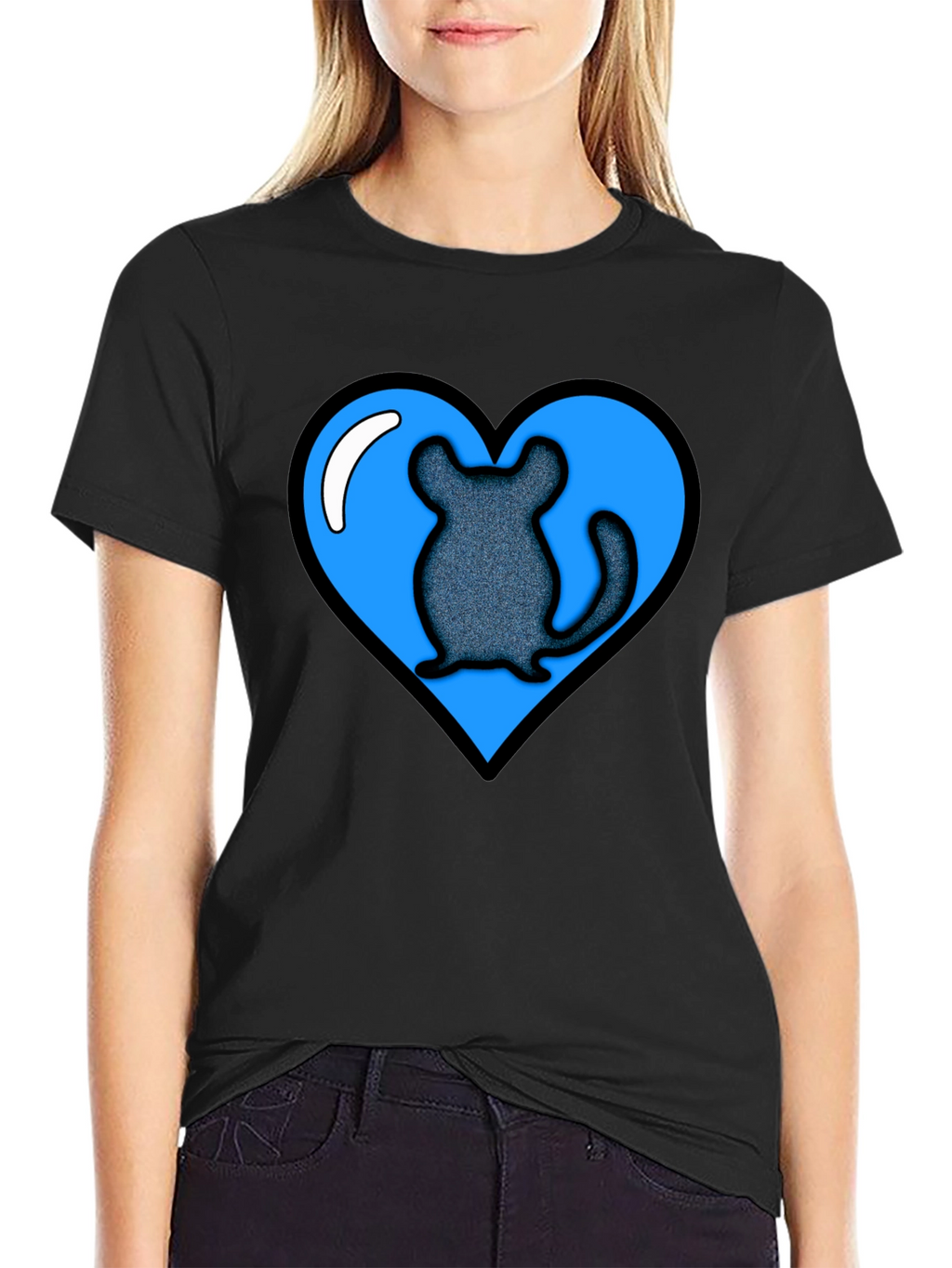 Chinchilla Heart Graphic Tee - Black