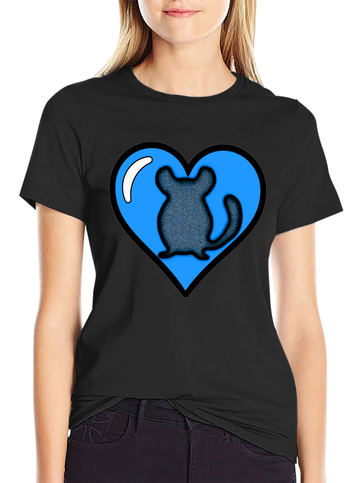 Chinchilla Heart Graphic Tee - Black
