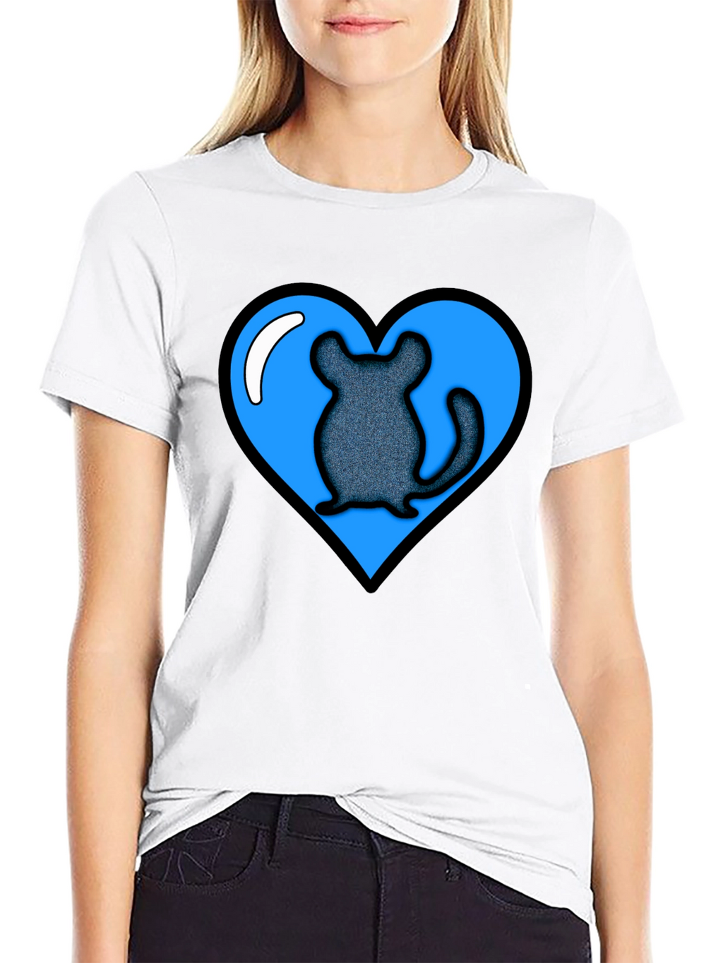 Chinchilla Heart Graphic Tee - Black