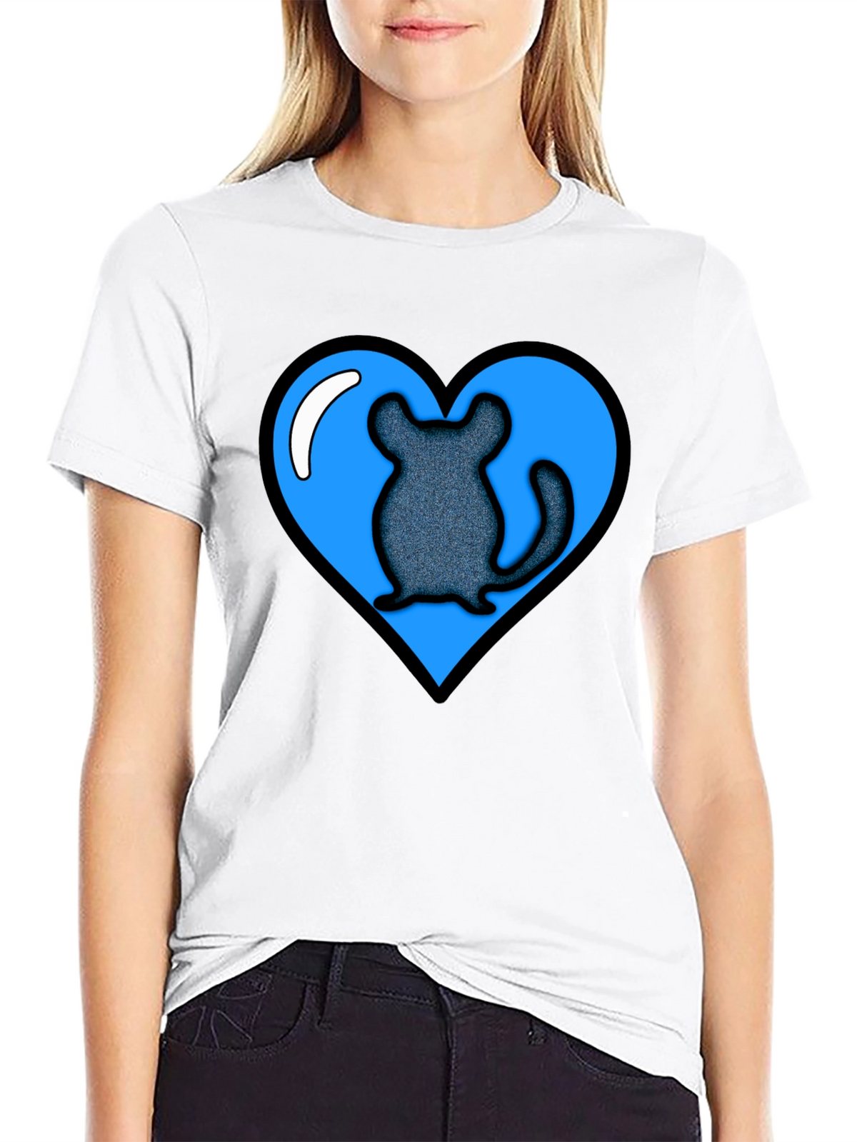 Chinchilla Heart Graphic Tee - Black