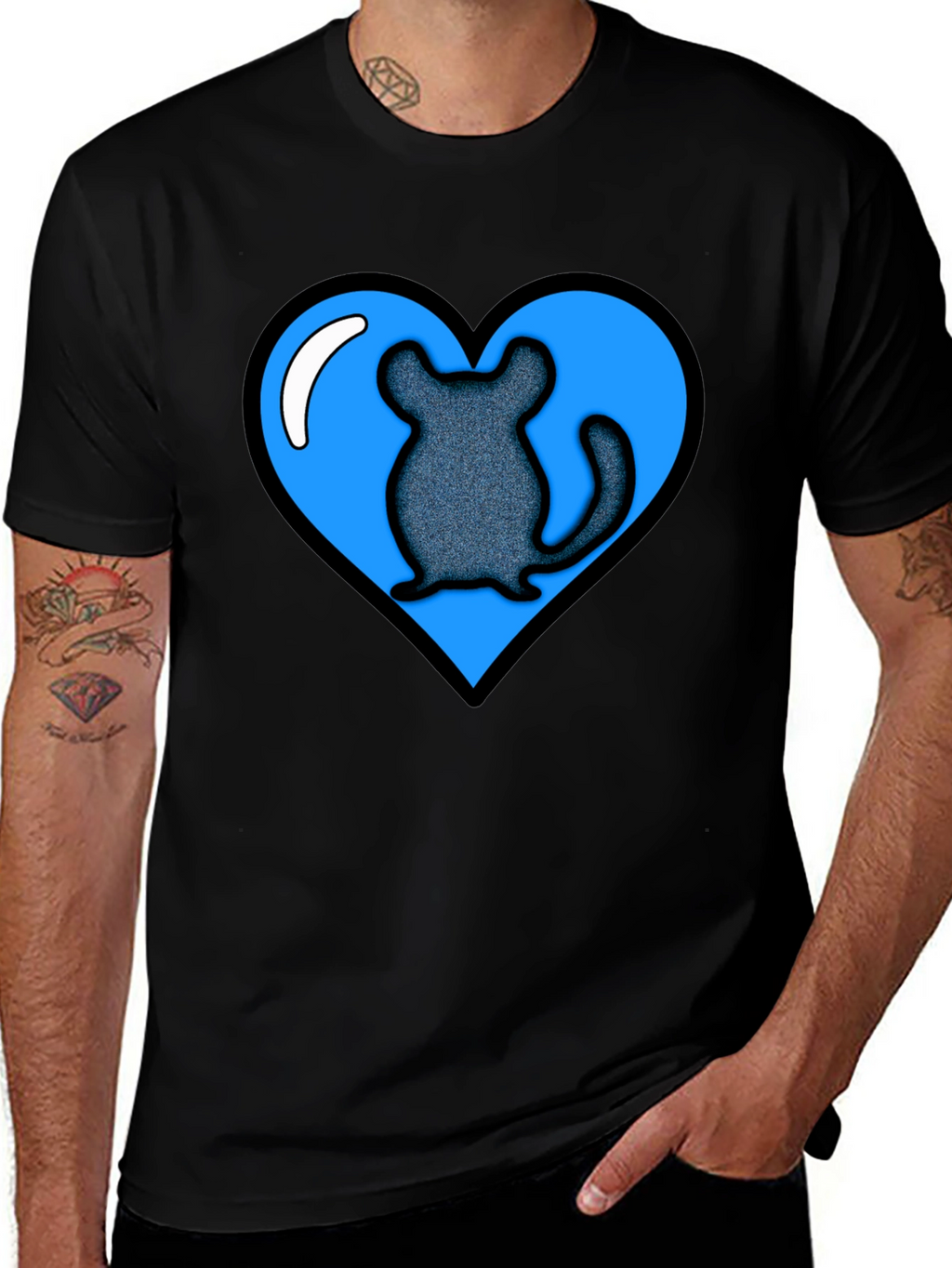Chinchilla Heart Graphic Tee - Black