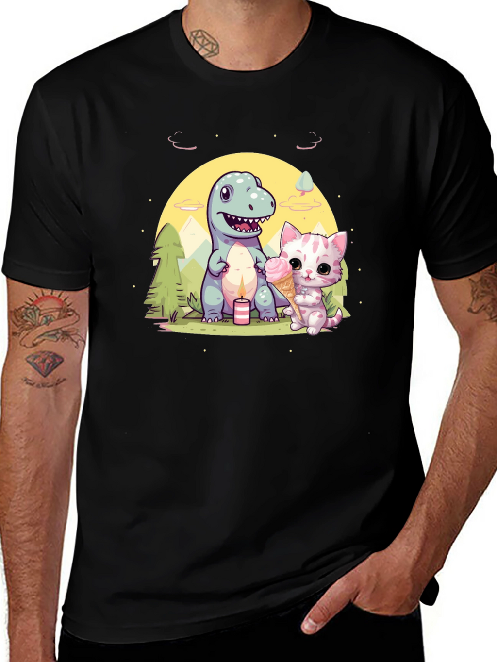 Dino & Kitty Ice Cream T-Shirt