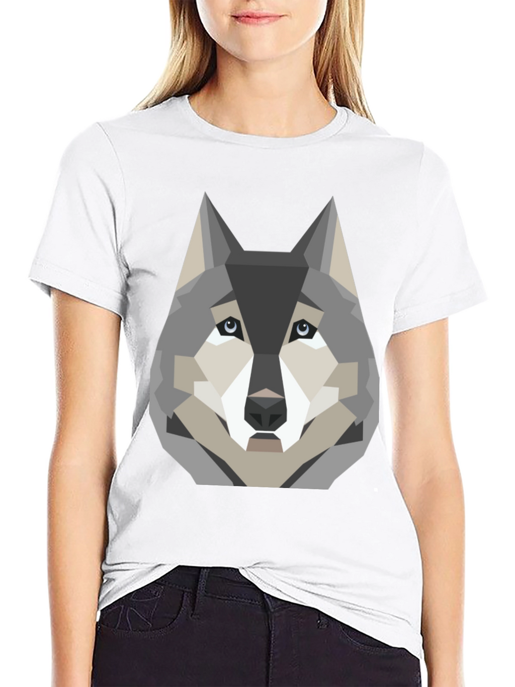 Geometric Wolf Graphic Print T-Shirt