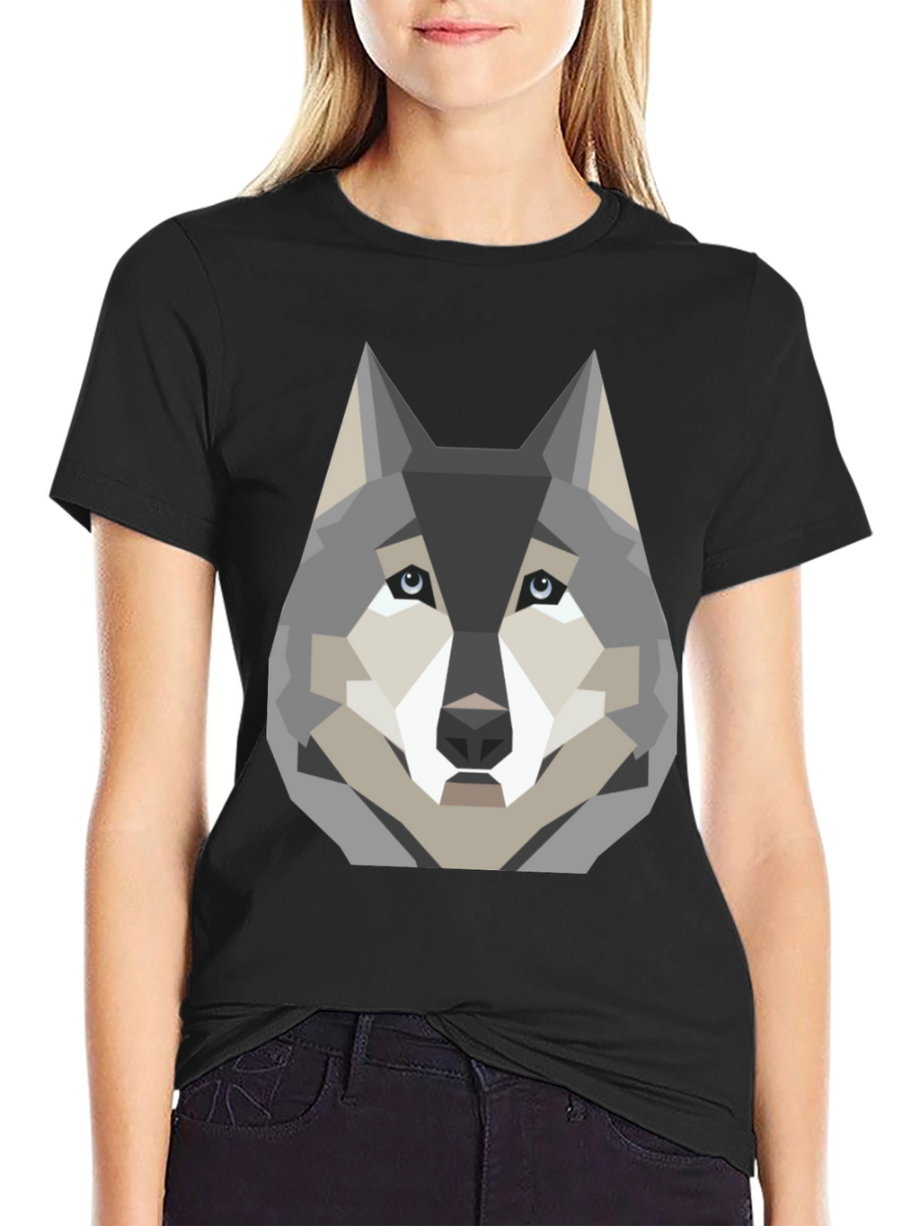 Geometric Wolf Graphic Print T-Shirt