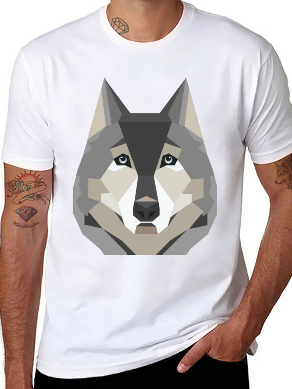 Geometric Wolf Graphic Print T-Shirt