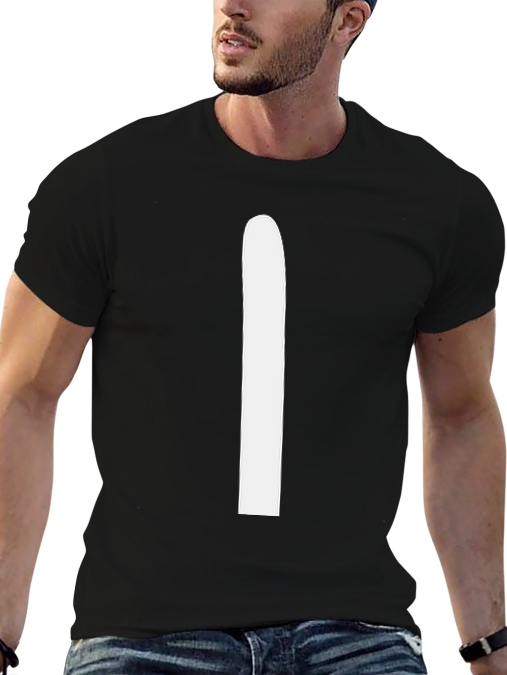 Black T-Shirt with White Stripe